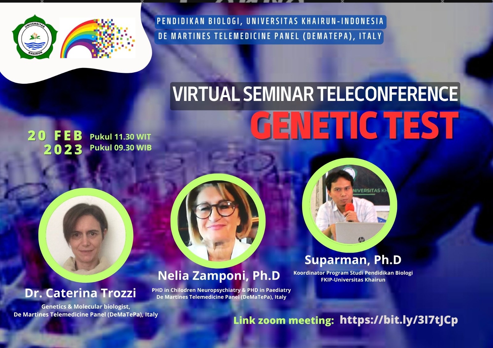 Prodi Pendidikan Biologi Sambut Kuliah Perdana dengan Mengadakan Kuliah Tamu dan Teleconference Bersama De Martines Telemedicine Panel (DeMaTePa), Italy.